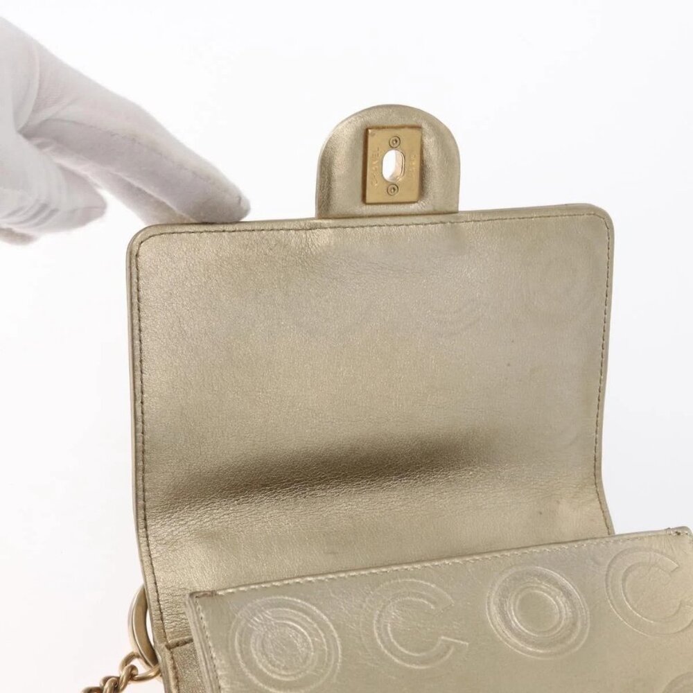 CHANEL Chain Shoulder Bag Lamb Skin Gold CC - Picture 12 of 16
